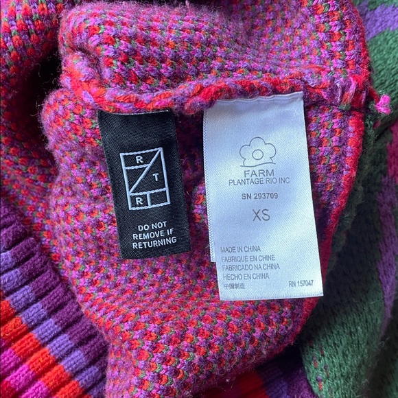 FARM Rio Women's Multicolor Abstract Knit Sweater XS - Picture 6 of 11